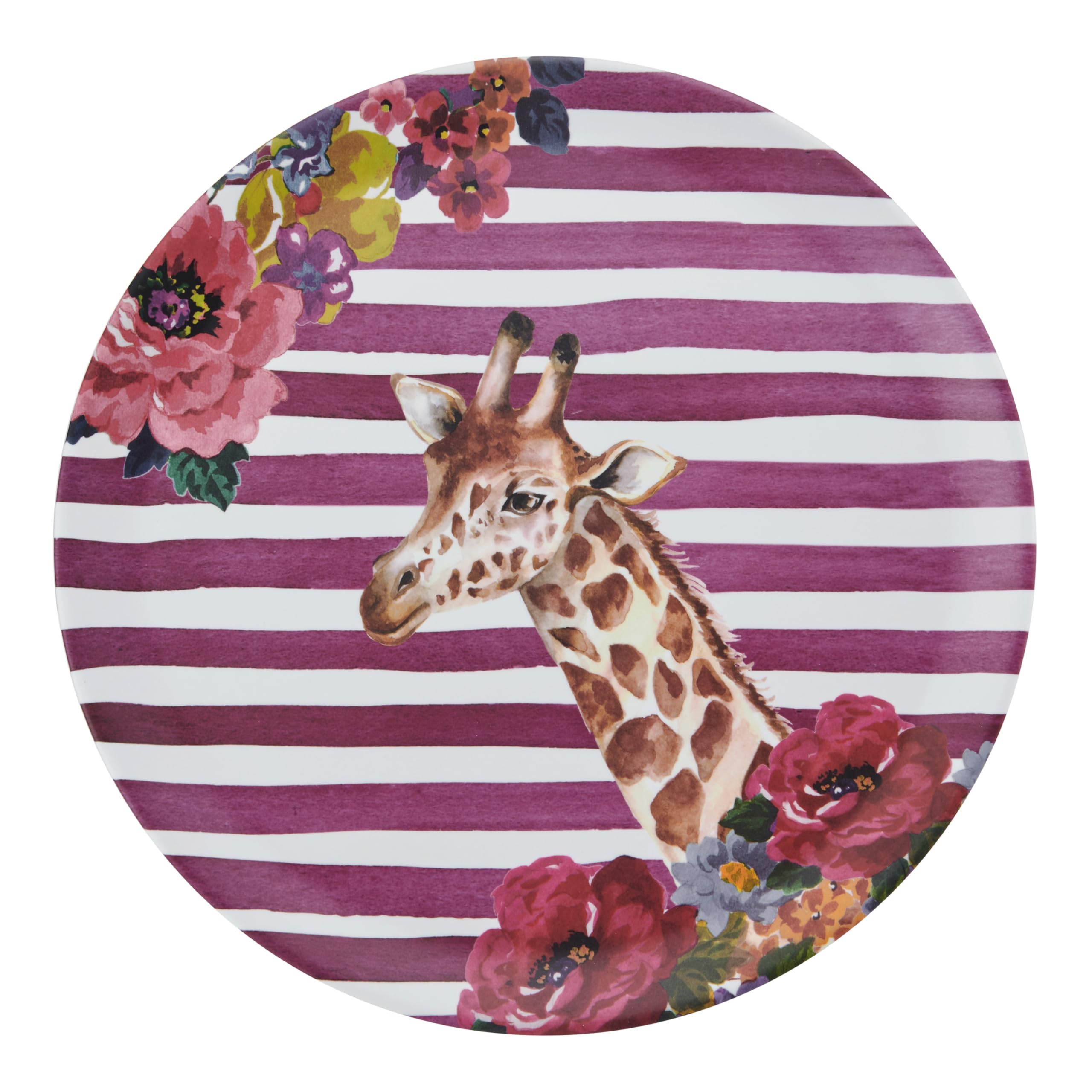 MIKASA Wild at Heart Giraffe Round Tray, 36cm Melamine Serving Tray, Lightweight and Durable Snack Dish with Animal Print