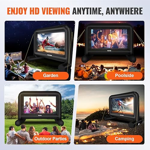 Miniatura 6 de VEVOR Pantalla de cine inflable, pantalla de proyector inflable de 14 pies para exteriores con soplador y bolsa de transporte, proyección