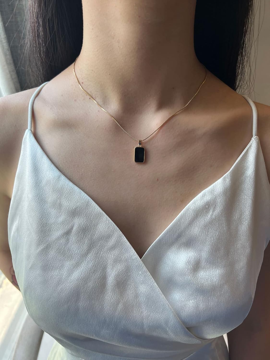 Simple Elegant Black Square Pendant Necklace Chain for Women for Women Lady Wife Wedding Birthday Party Prom - Image 7
