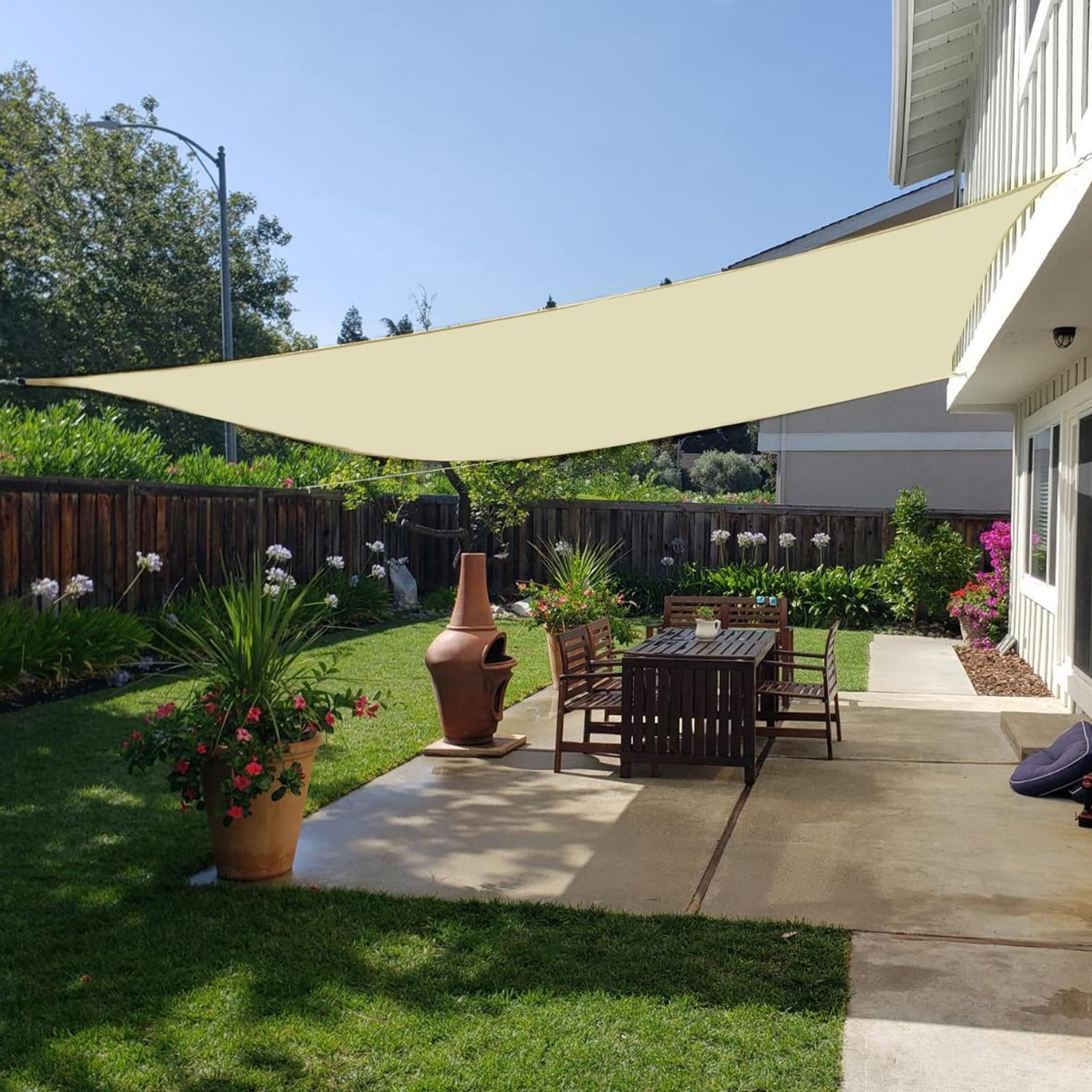 Toldo Vela 3×4m Toldos Exterior Terraza, Toldo Vela Rectangular,Impermeable, Vela Sombra,con Cuerda, para Exteriores, Pergola, Jardín,Terrazas - Beige