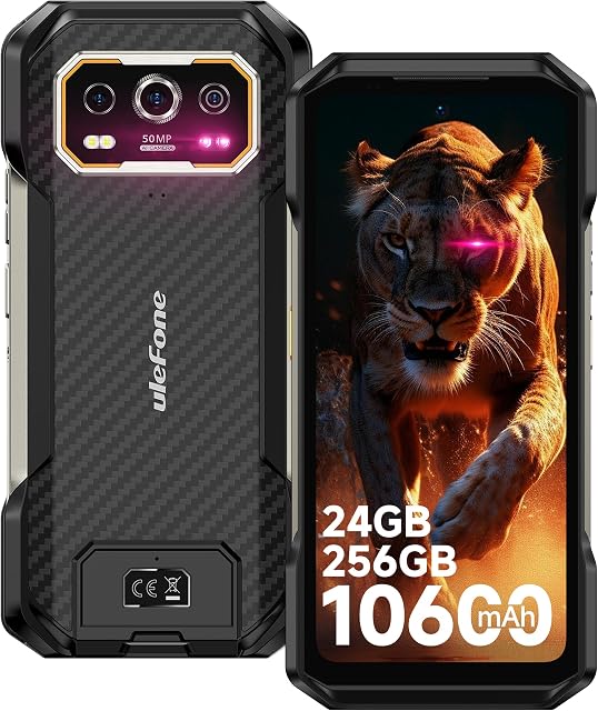 Ulefone Armor 27 Smartphone truqué déverrouillé, 64MP Vision nocturne & 50MP Caméra Ultra-Wide pour l'extérieur, 32MP Devant, 33W Rapide & 30W Frais sans fil, téléphone cellulaire durable