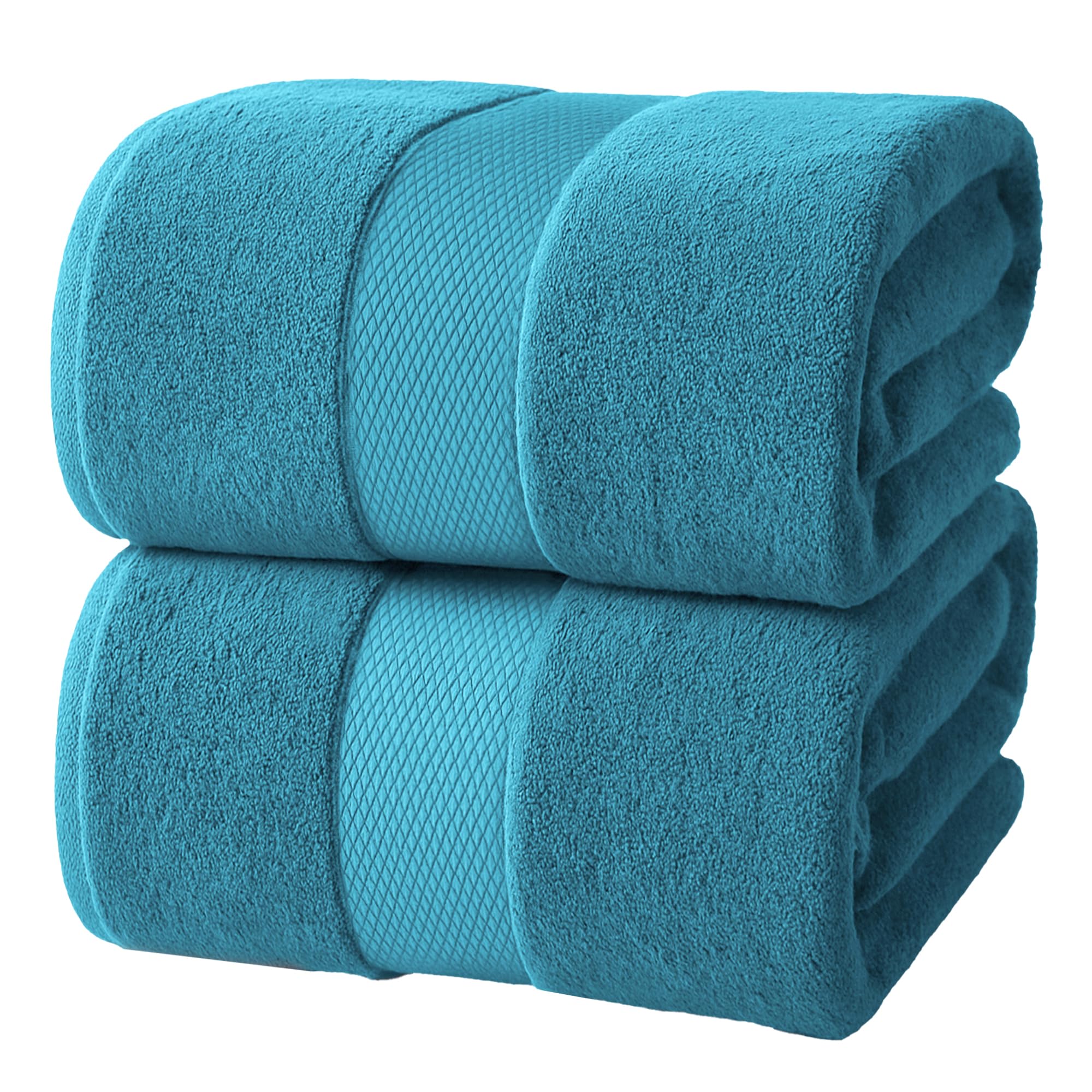 Infinitee Xclusives Premium Bath Sheets Set of 2 Extra Large Bath Towels (90x180cm), 100% Cotton Super Absorbent, Quick-Dry Bath Sheet for Hotel & Spa |Serene Teal| โ image 1