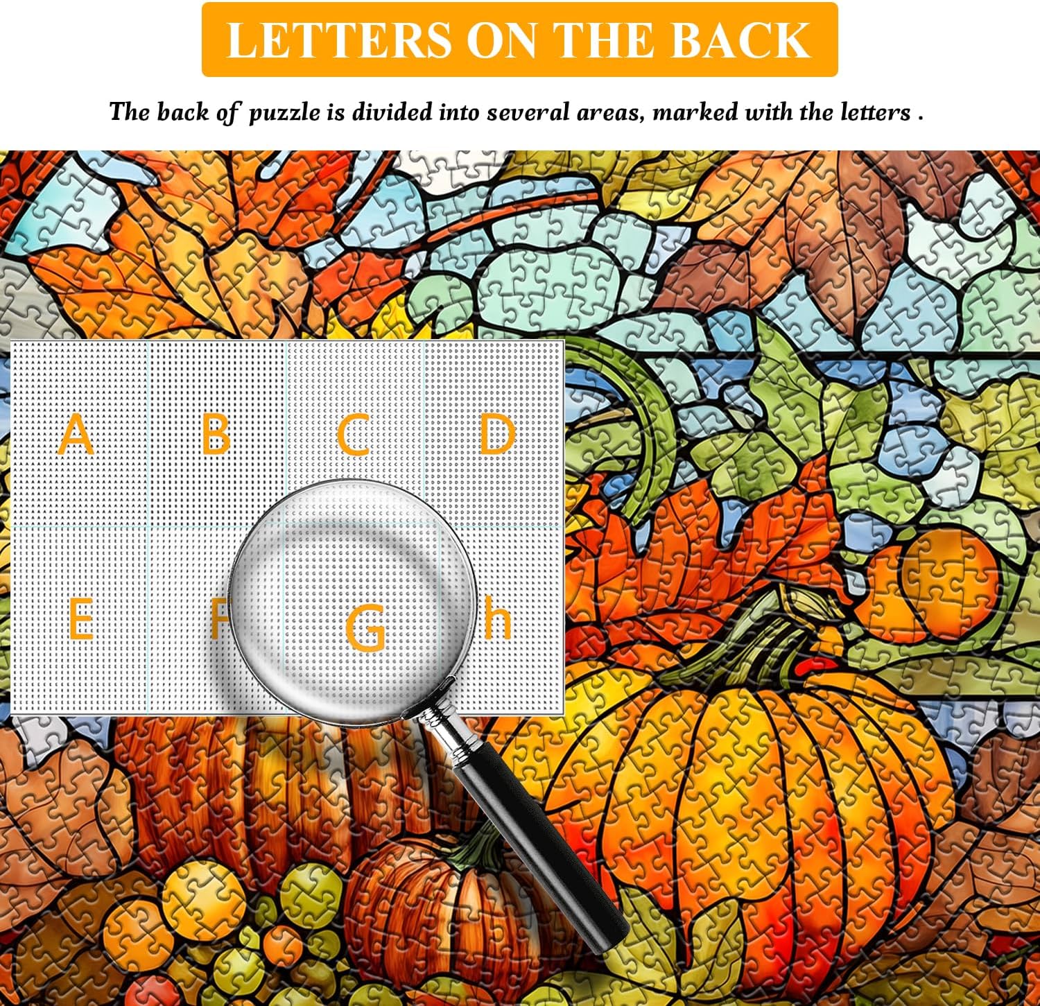 Stained Glass Puzzles for Adults,Halloween Thanksgiving Puzzle, Pumpkin Sunflower Puzzles Autumn, Fall Puzzle 1000 Pieces, Round Hard Impossible Challenging Jigsaw Puzzles