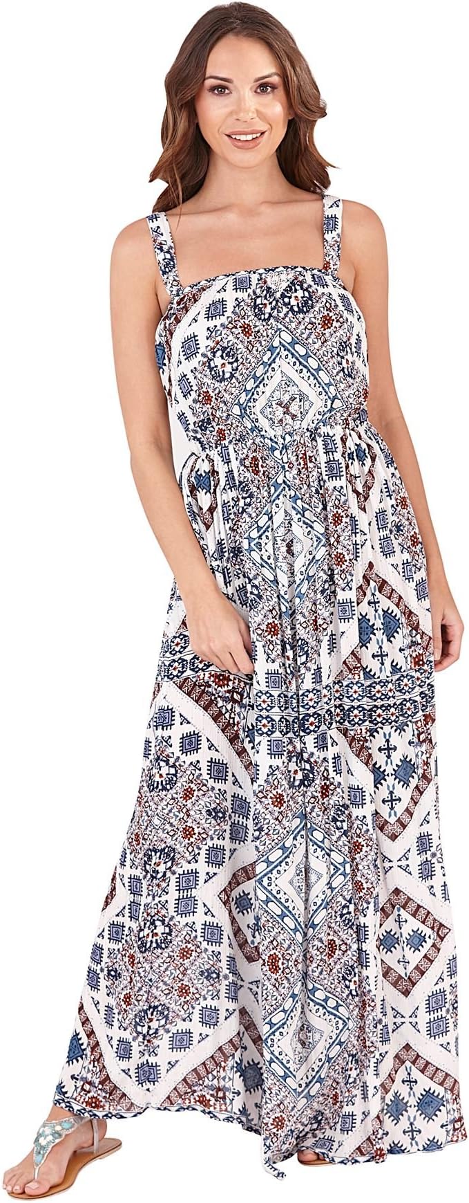 Martildo Womens Strappy Summer Holiday Long Maxi Dress, Saint Helena Blue, Large (UK 16-18)