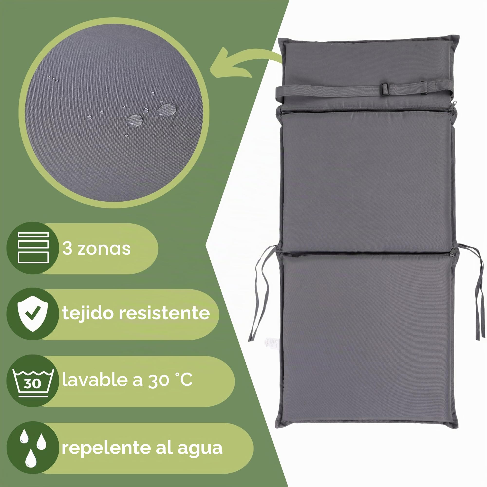 ALBATROS Juego de 4 cojines para silla de jardín, cojines para sillas de jardín, para exteriores, antracita, 99 x 45 cm, respaldo alto, resistente a los rayos UV, impermeable, adecuado para sillas