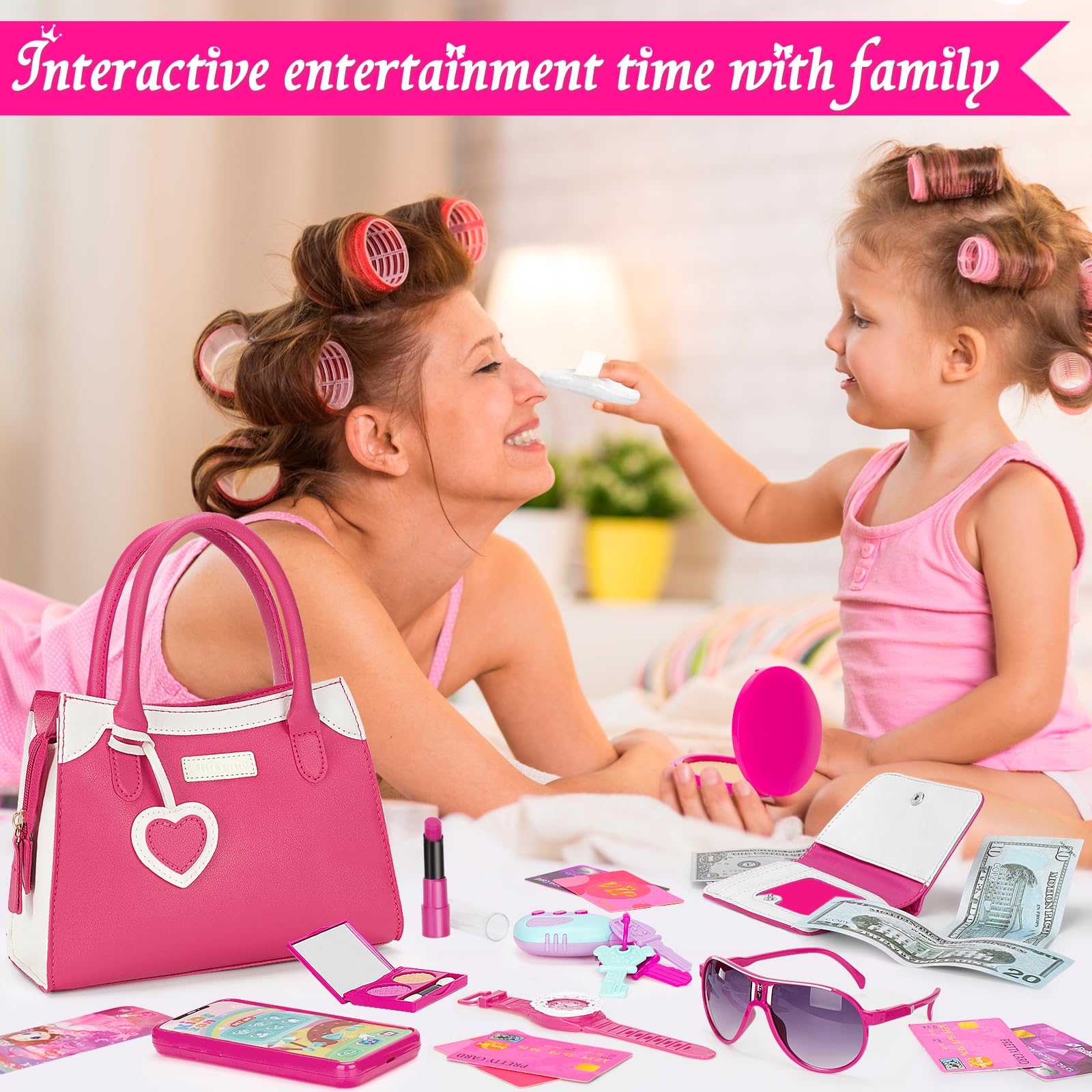 Bolso de juego para niñas pequeñas, juguetes de princesa para niñas de 3, 4, 5, 6, 7, 8 años, bolso para niños pequeños con accesorios, bolso de juguete para niños de cumpleaños para niñas 5