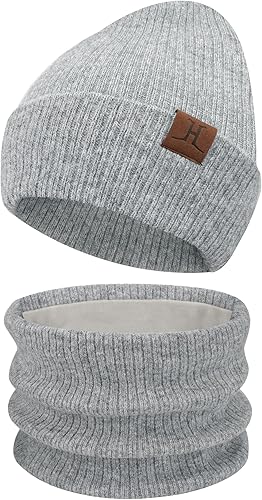 Miniatura 1 de Gorros de invierno para mujer conjunto de calentador de cuello de punto cálido sudaderas con calavera bufandas infinitas para mujeres y hombres