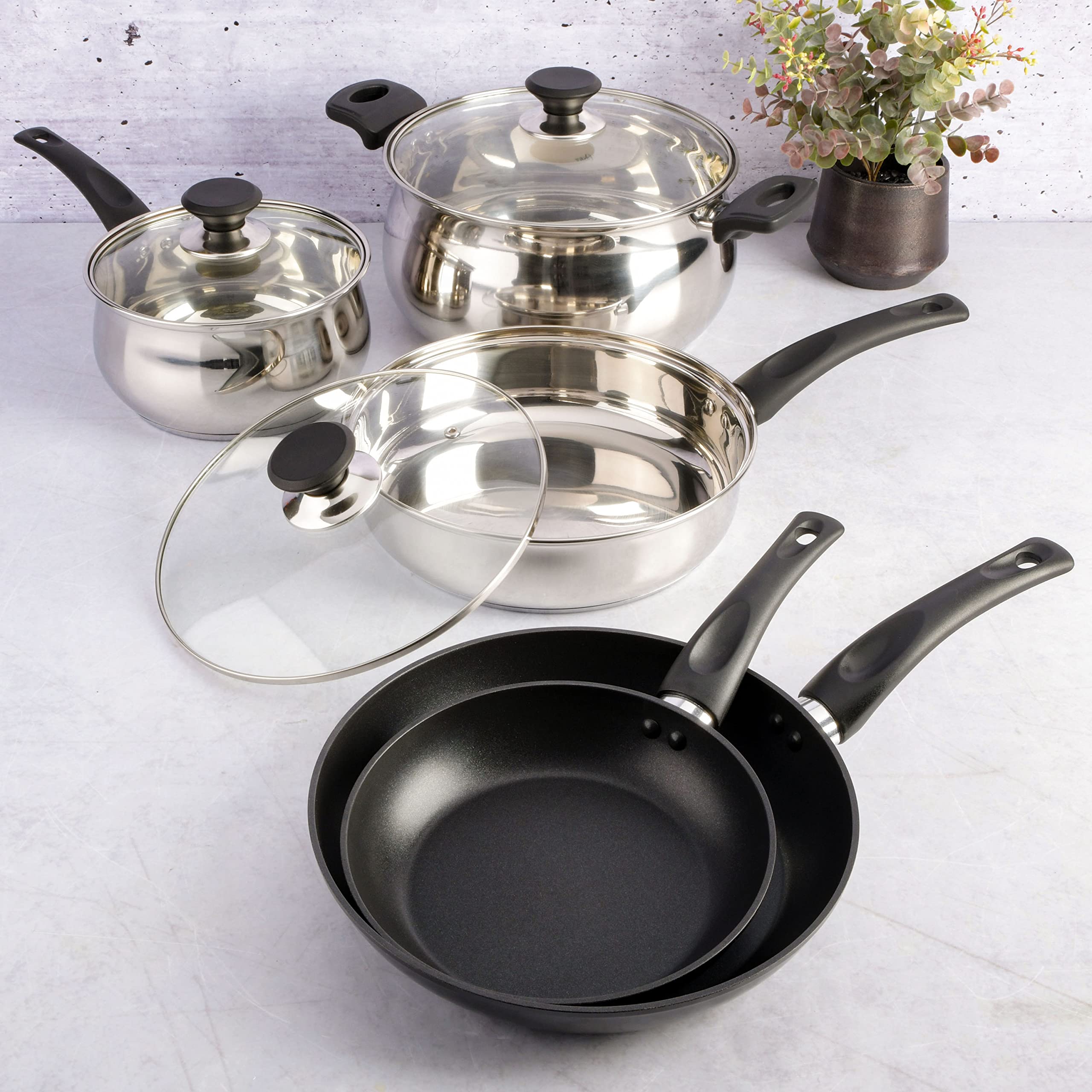 Gibson Home 95 Piece Kitchen in a Box Pots and Pans Cookware, Plates and Bowls Dinnerware, Cutlery Knife Block, Flatware Utensils, Tools & Gadgets, Storage, Glasses Set view 2
