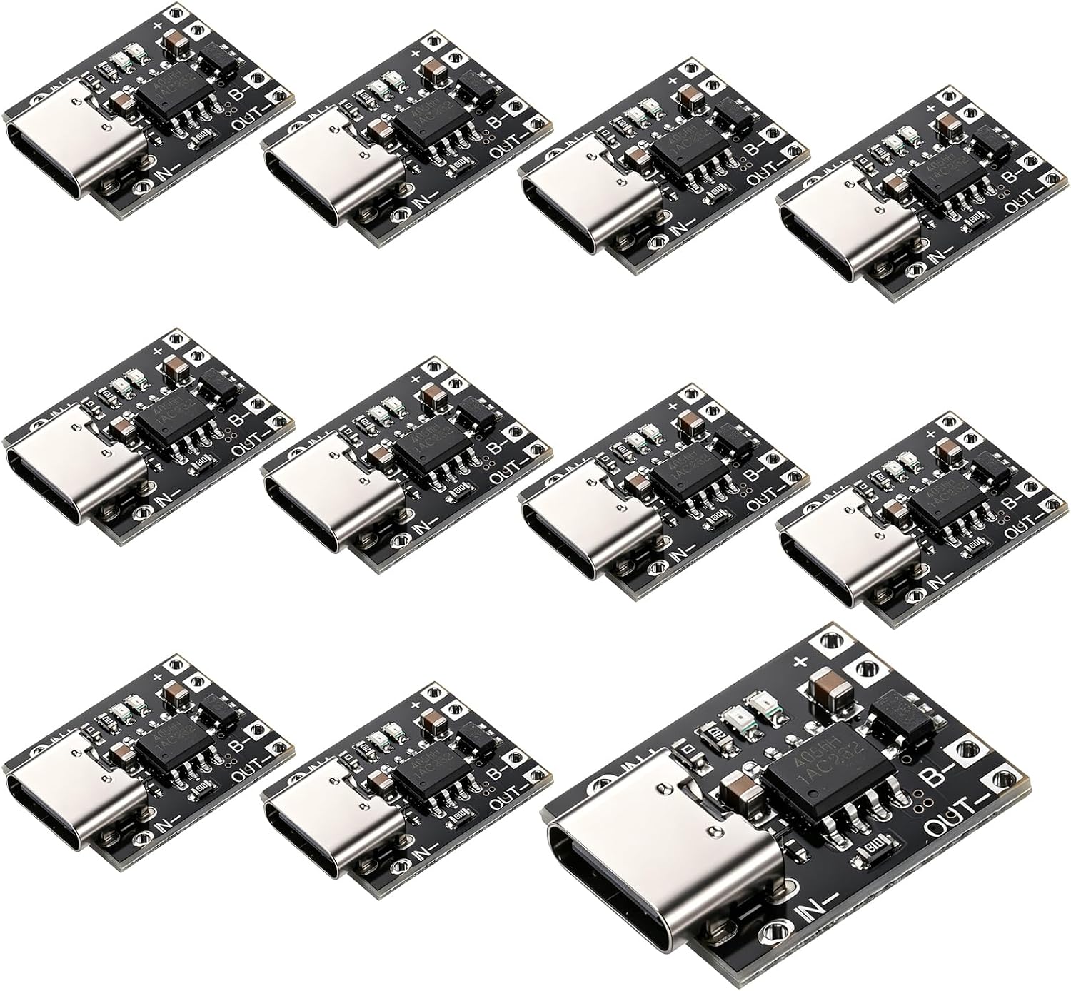 10 Pack 3.7V Lithium Battery Charger Board Ultra-mini USB Type C 4.2V Charging Module with Protection Circuit and LED Charge Indicators Lithium Battery Charger Module Charging Board