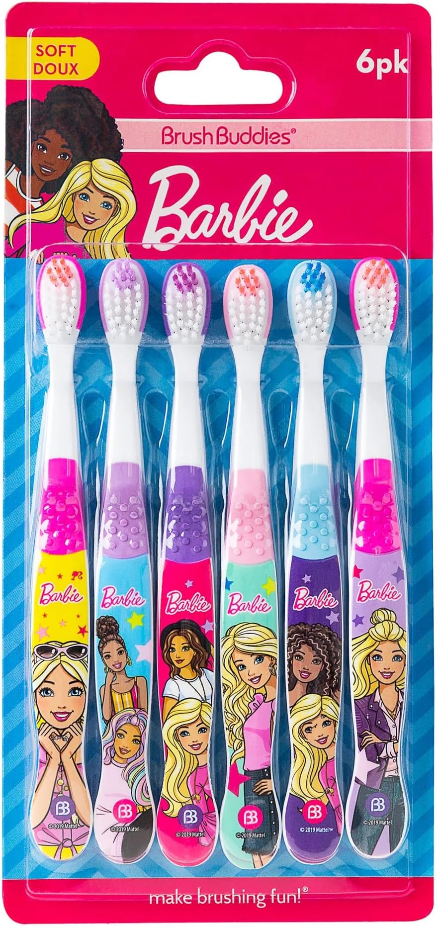 6 Pack Barbie Toothbrushes for Kids, Children's Toothbrushes, Soft Bristle Toothbrushes for Kids