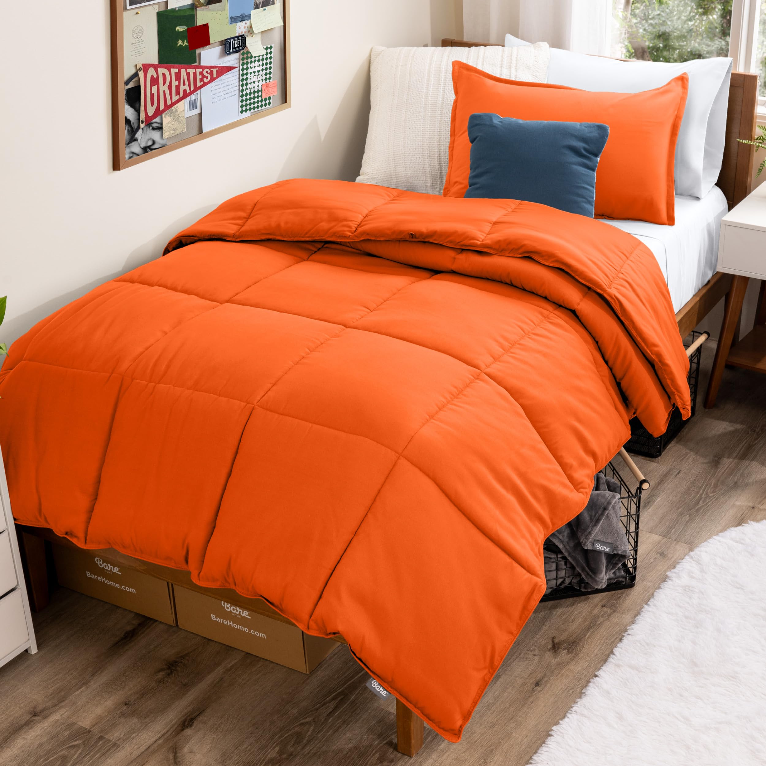 Bare Home Ultra-Soft Goose Down Alternative Comforter Set - Twin/Extra Long Size - Premium 1800 Series - All Season Warmth (Twin XL, Orange) — image 1