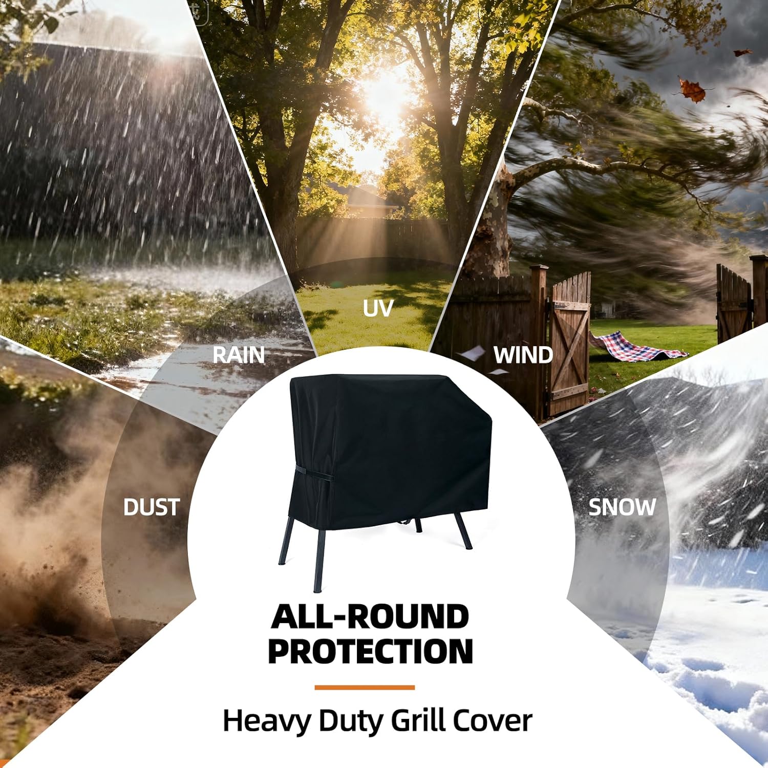 NOELIFE Grill Cover for Blackstone 22 inch Griddle with Hood and Stand, Waterproof Griddle Accessories for Blackstone 17 and 22 inch, Windproof and UV Resistant (Cover only) Black Cover for 22" Griddle (with Hood on Stand)