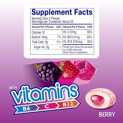 Miniatura 2 de Mentos Goma de mascar sin azúcar con vitaminas y edulcorante de xilitol, bayas, botella de 45 unidades, 6 botellas