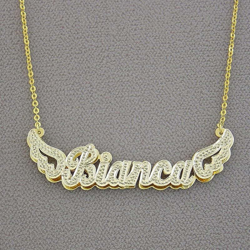 14K Gold Personalized Double Nameplate 