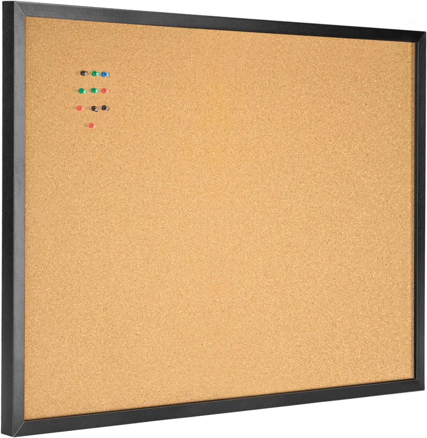 OWLKELA 24'' x 36'' Cork Board Bulletin Board, Black Framed Corkboard, Black Oak Frame Corkboard, Vision Board and Decorative Hanging Pin Board