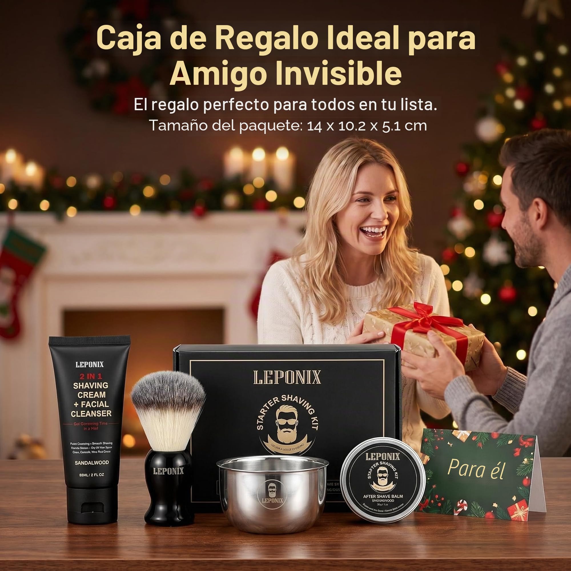 Set de afeitado para hombre, set de afeitado para hombre, incluye sándalo crema de afeitar, jabón de afeitar, cepillo de afeitar, cuenco de afeitar para hombres, caja de regalo para novio