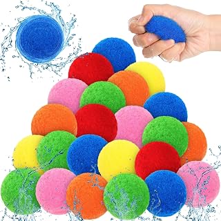 30pcs Reusable Water Balls for Pool and Backyard Fun, 1.97 Inch Colourful Water Balloons, Soft Sponge Balls for Family Summer Outdoor Yard Water Party