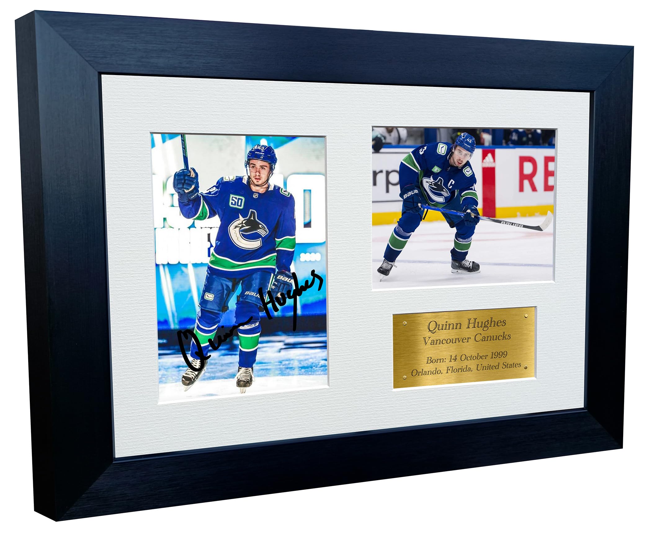 Kitbags & Lockers Black 12X8 A4 Quinn Hughes Vancouver Canucks Nhl Autographed Signed Signature Photo Photograph Picture Frame Ice Hockey Poster Gift Triple G