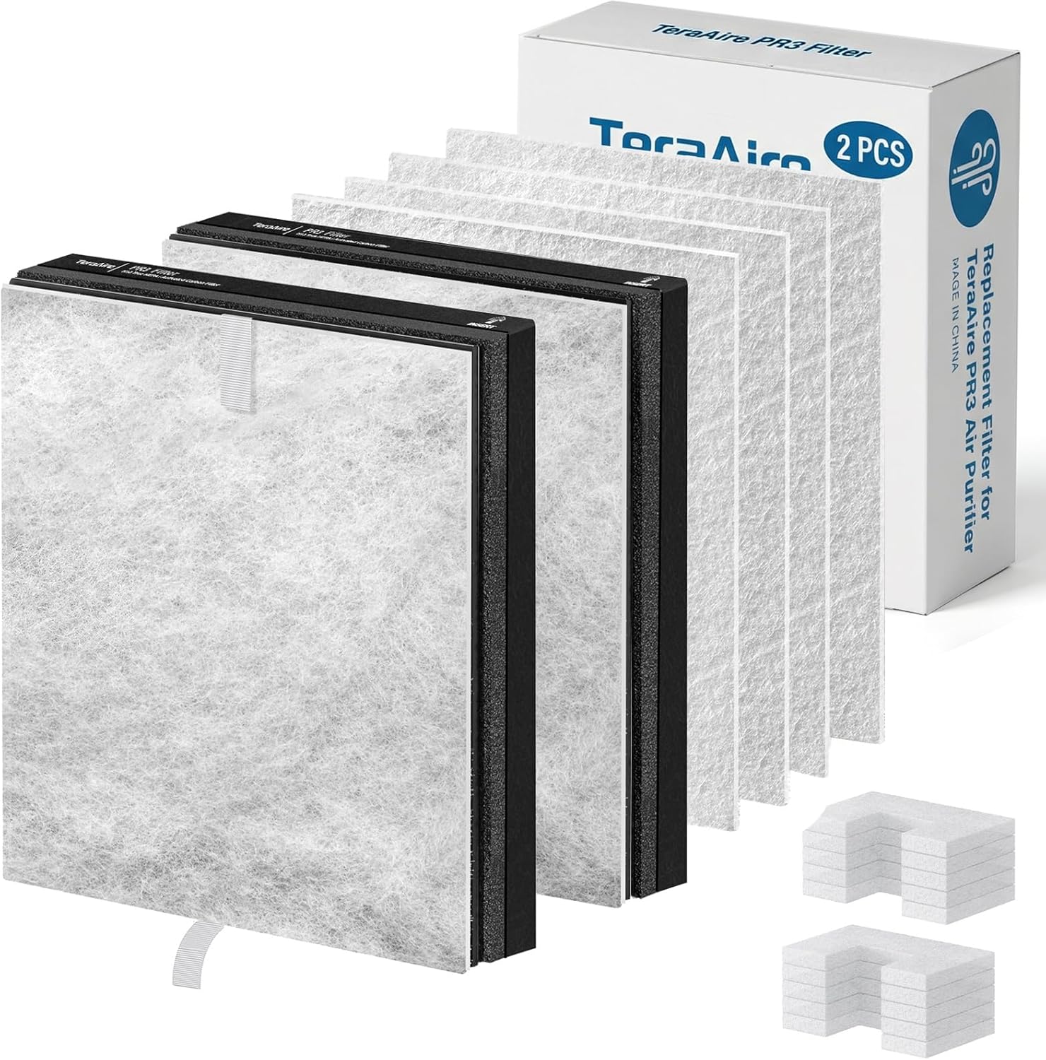 2 Pack Replacement Filter for TeraAire Air Purifier, 4-in-1 Grade HEPA Filters Compatible with TeraAire Air Purifier PR3 (2pcs)