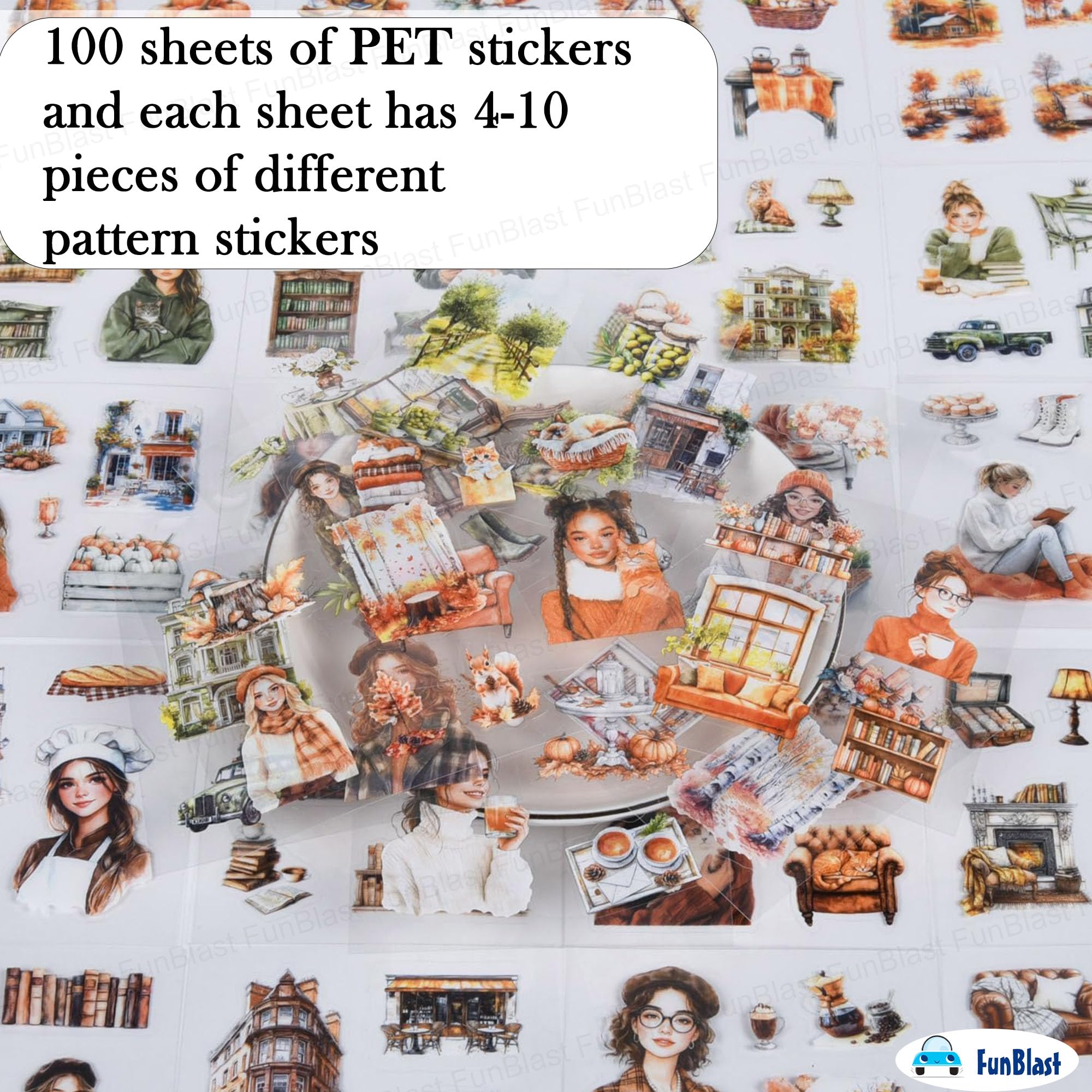 FunBlast Self Adhesive 640Pcs /100 Sheets, Flowers Bloom in All Seasons Stickers, Retro Decorative Sticker's for Scrapbook, Japanese Style Sticker's for Project, Journals, Scrapbooking (Spring) 4