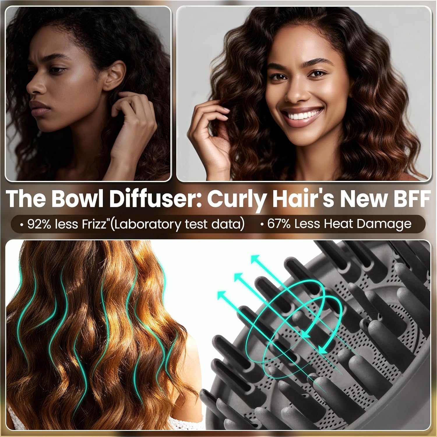 Accesorio difusor apto para secador Dyso.n Airwrap Styler secador de pelo accesorio para mejorar ondas naturales, rizos y bobinas, se convierte en boquilla difusora de secador de pelo, comparar con la