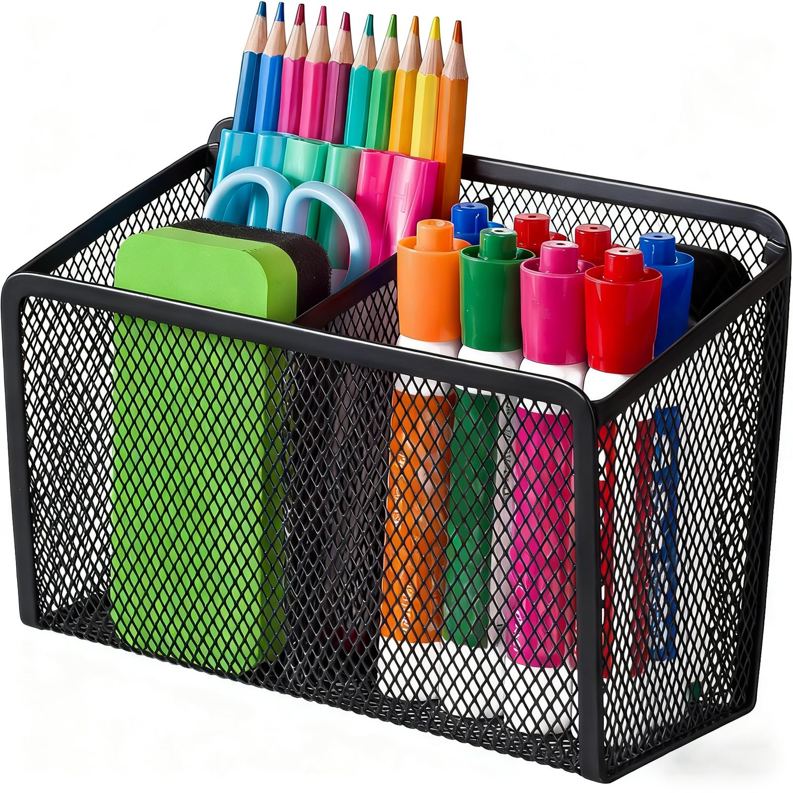 BEYGORM Magnetic Dry Erase Marker Holder for Whiteboard, Mesh Pen & Pencil Holder for Refrigerator, Strong Magnetic Basket for School Locker, Office &