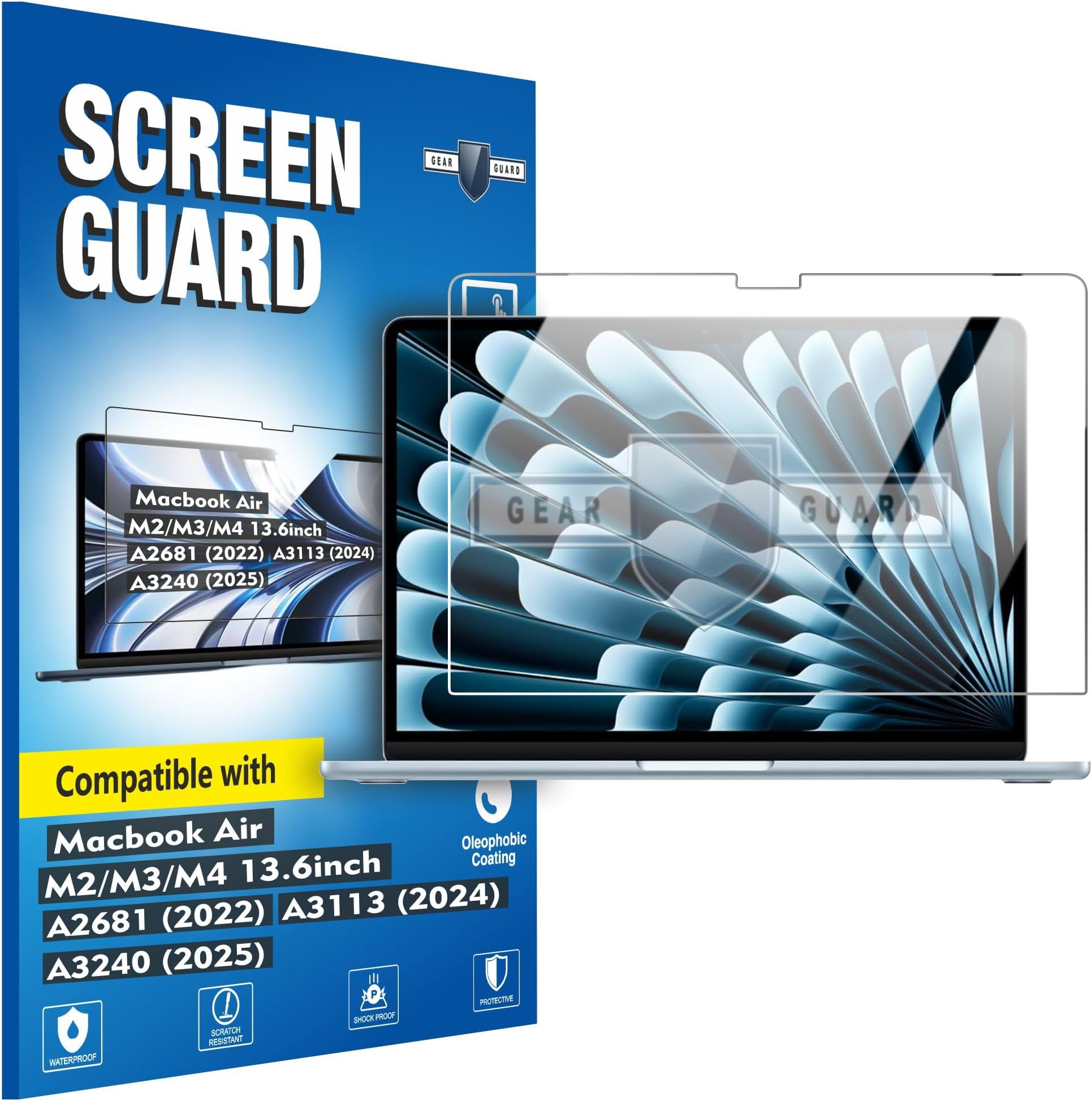 RGY Thermoplastic Polyurethane Clear Full Screen Protector Screen Guard Compatible With Macbook Air 13.6-Inch 2024-2023 | M2 - M3 Chip A2681 | A3113 Laptop Protection Film - Clear