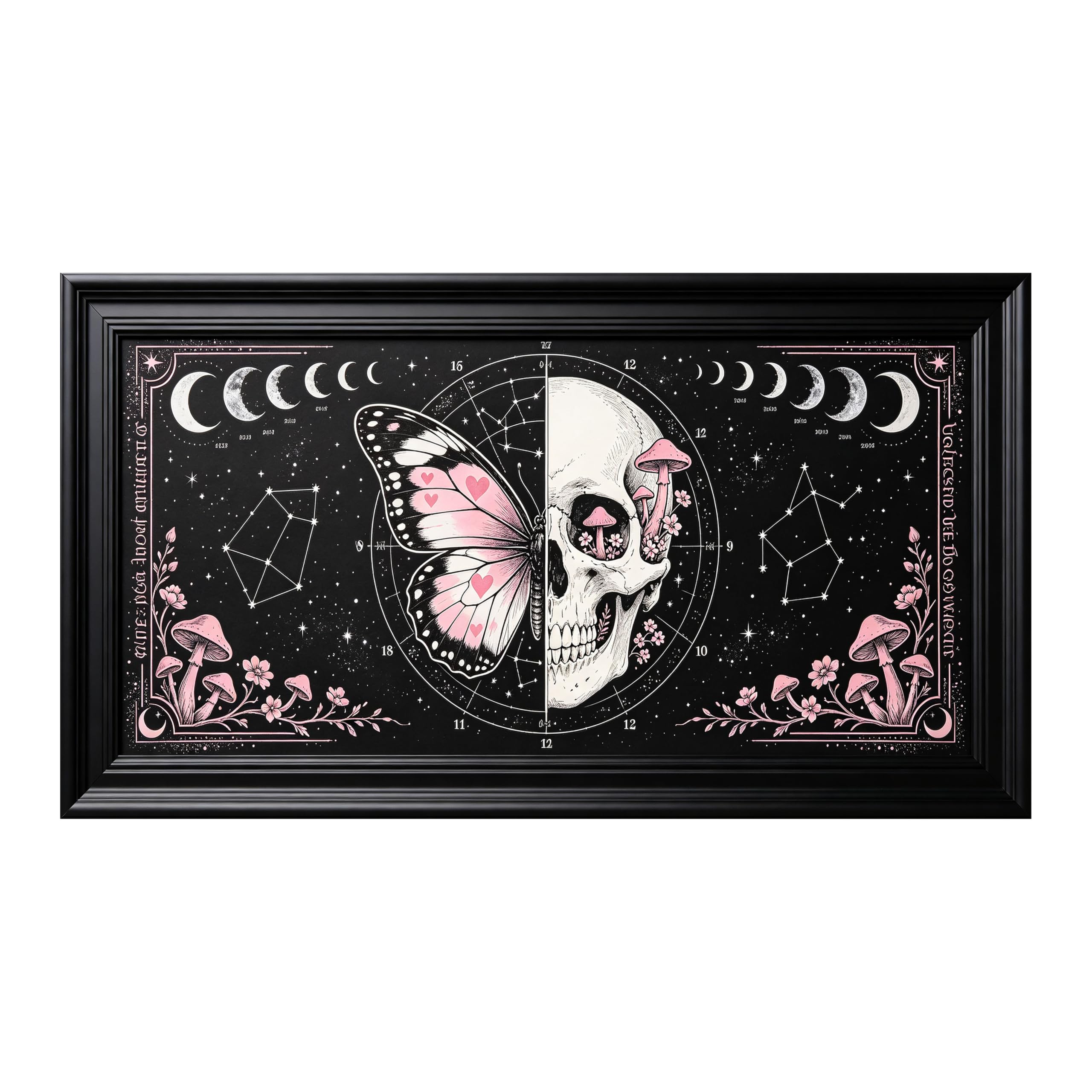Yzpallescene Art260711070 3D Framed Wall Art Gothic Celestial Butterfly Skull Moon Phase Large Size Selfadhesive Removable Wall Decor Prints Artwork For Living Room Bedroom Office
