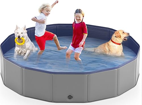 Niubya Piscina portátil para perros, piscina plegable para mascotas, bañera plegable antideslizante para mascotas, piscina de plástico duro para
