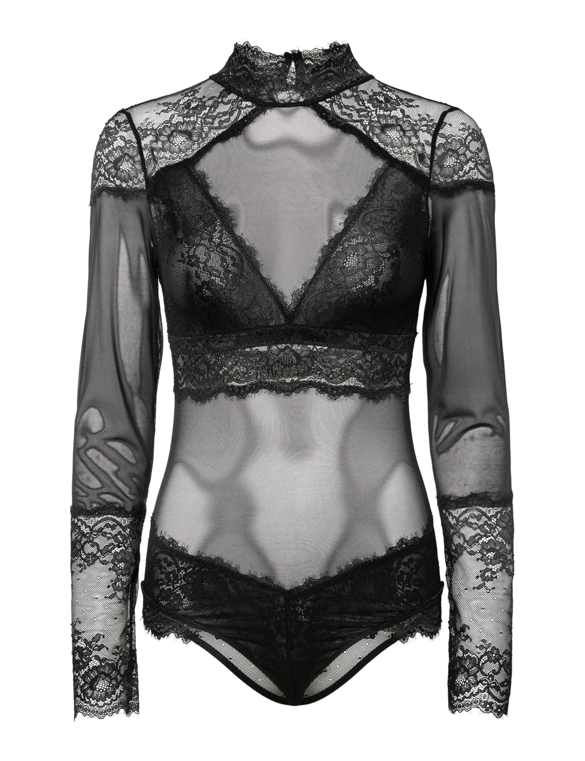 Pieces Women's Black Pcjora Xmas High Neck Ls Bodystocking, M