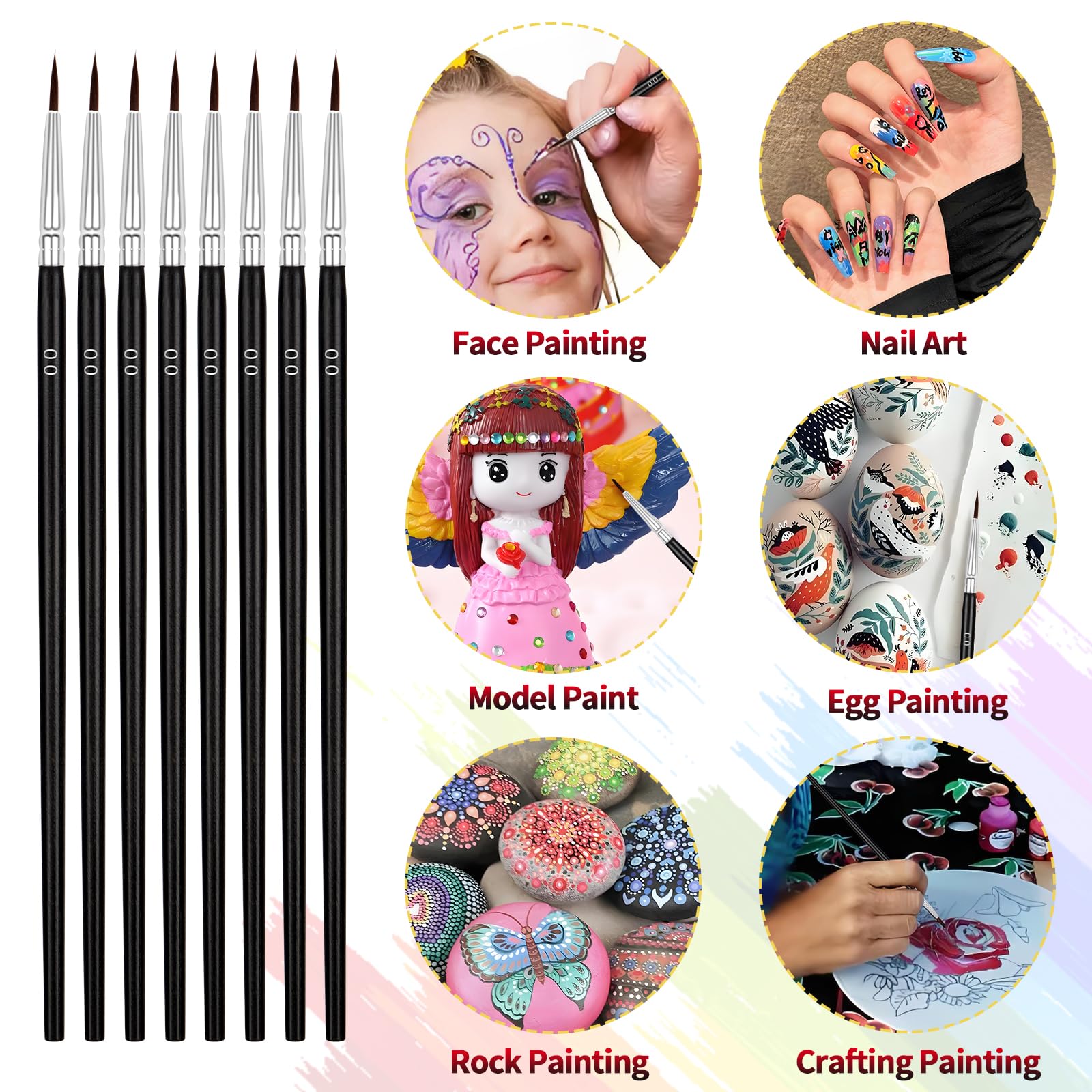 Pinceles pequeños para manualidades, 30 pinceles de pintura de detalles negros, pinceles de pintura en miniatura para acuarela, pintura acrílica, pintura facial, juego de pinceles de pintura