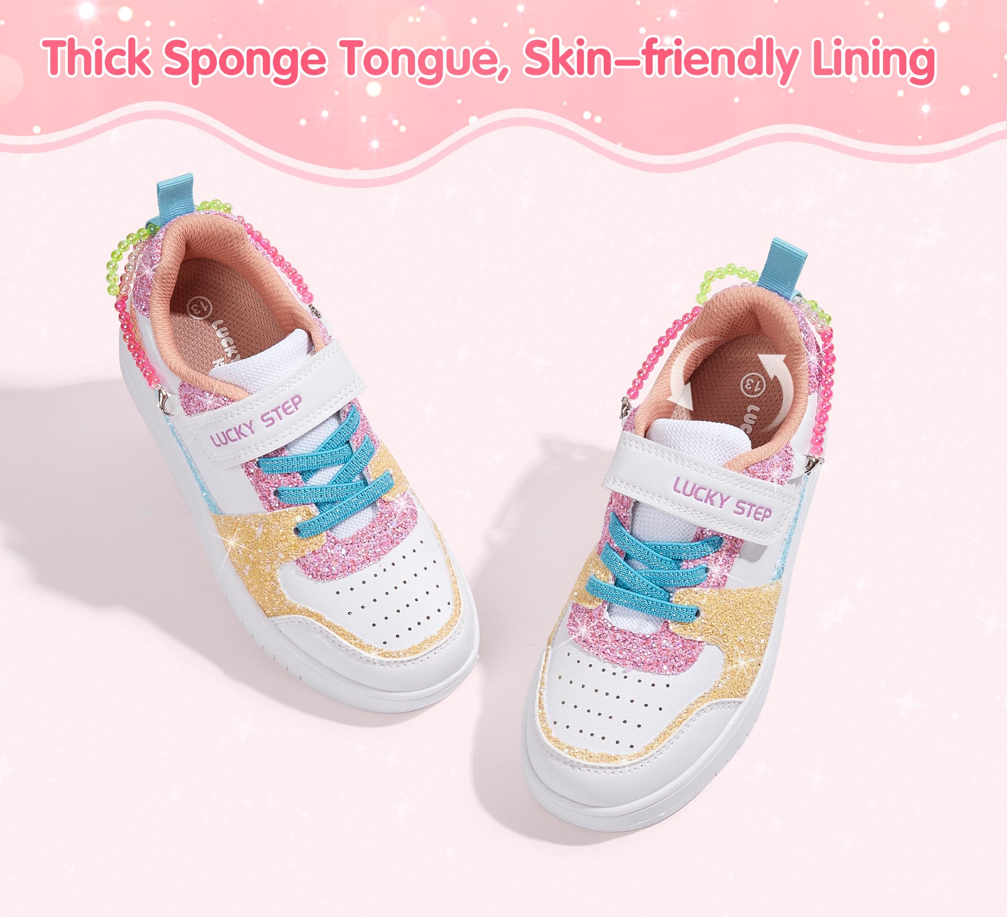 LUCKY STEP Chaussures de Sport Étincelantes avec Fermeture Auto-agrippante pour Filles