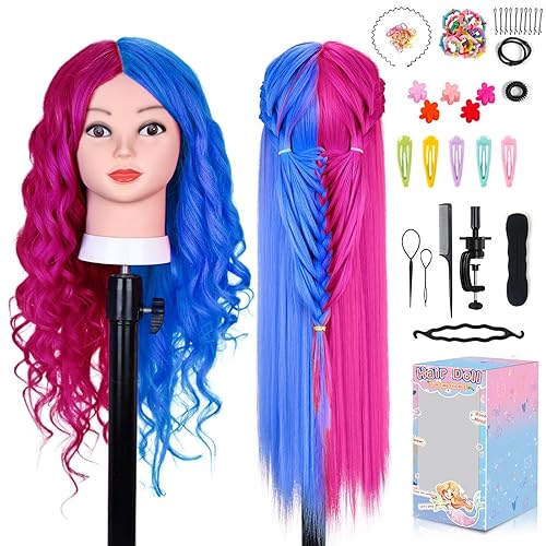 Miniatura 1 de Beauty Star - Cabeza de maniquí con 60% cabello humano real, cabeza de maniquí de cosmetología de 26 pulgadas, cabeza de muñeca para peinar el