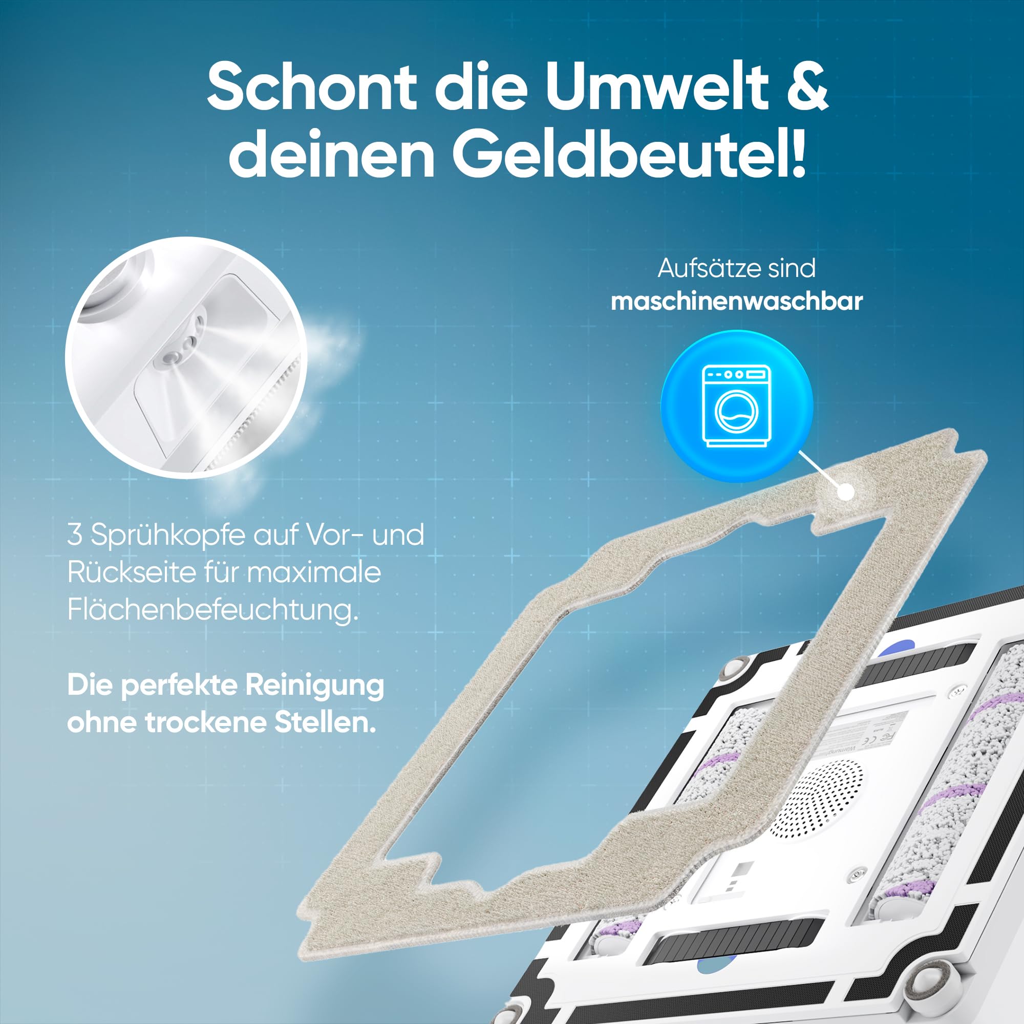 Fensterputzroboter [patentierte Rollbürsten] Fensterputzer elektrisch mit App-Steuerung [deutsch] Fensterroboter 3-Düsen Sprühfunktion & Anti-Fall-Sensoren | Winbot Roboclean Window Cleaning Robot
