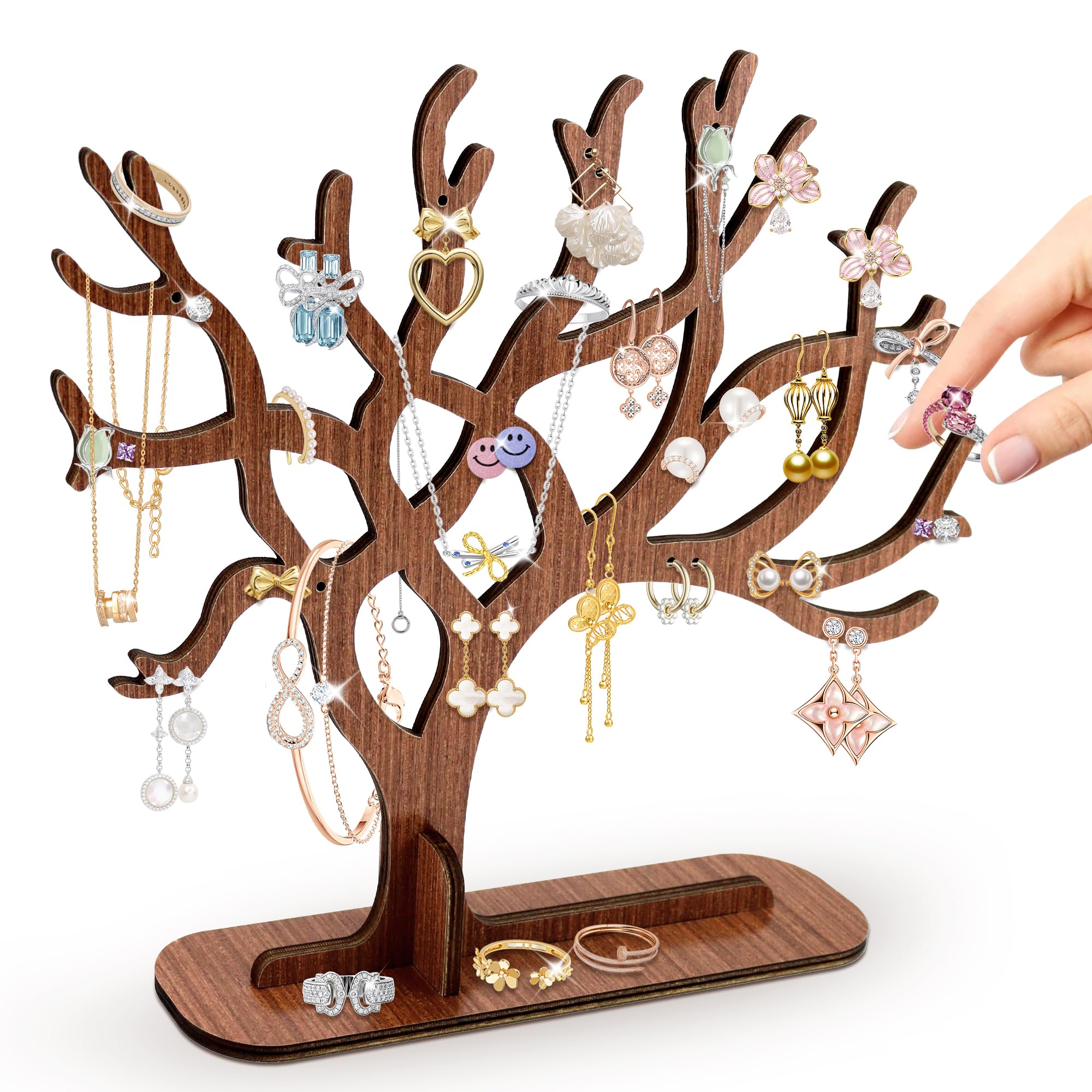 TAKULA 23 * 21.5CM Schmuckständer Ketten Schmuckaufbewahrung Holz,Hält Ihren Schmuck Organisiert und Griffbereit,Das Ideale Geschenk für Schmuckliebhaber