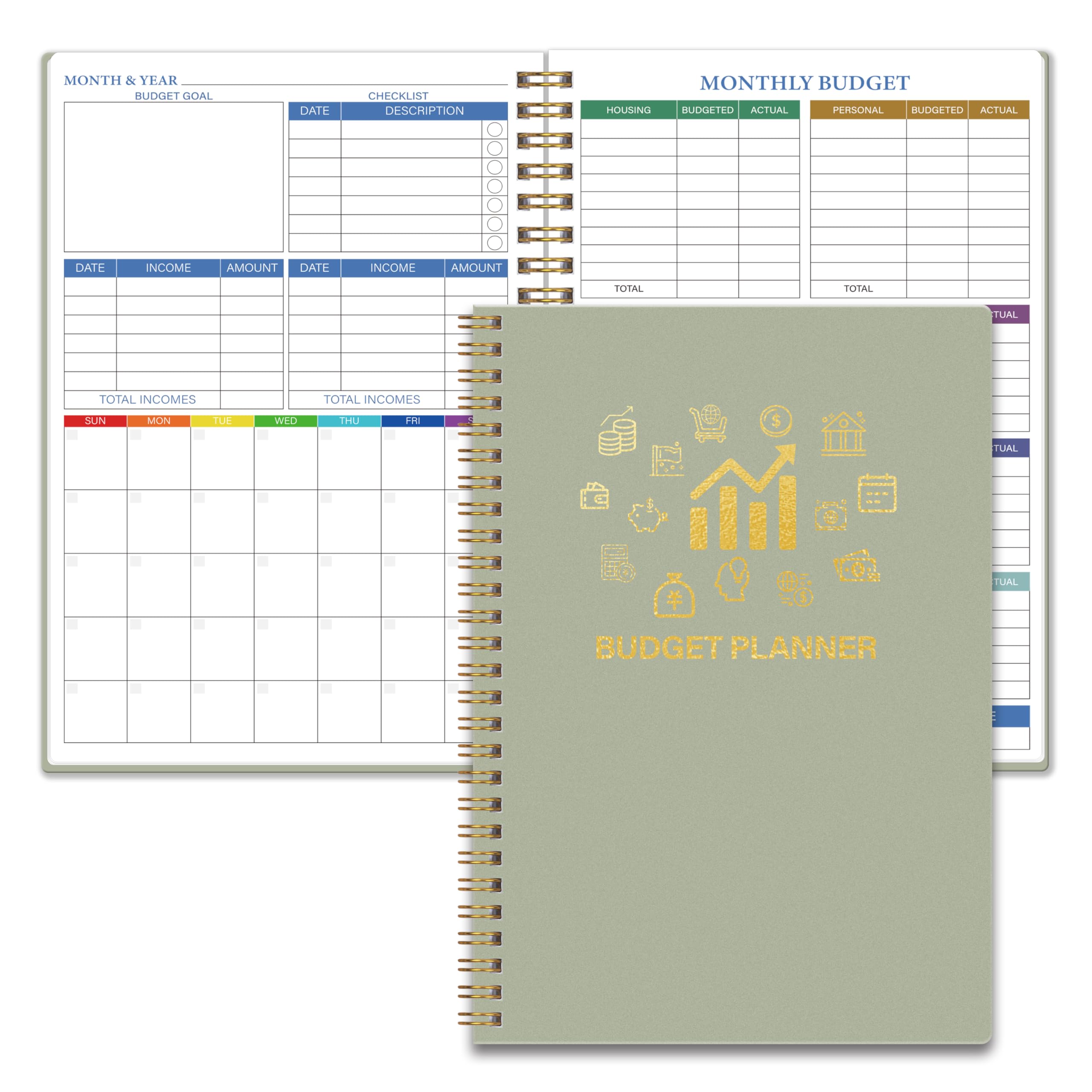 Monthly Budget Planner - 14 Months Undated Financial Planner Organizer Budget Book with Expense and Debt Tracker Notebook to Manage Your Money
