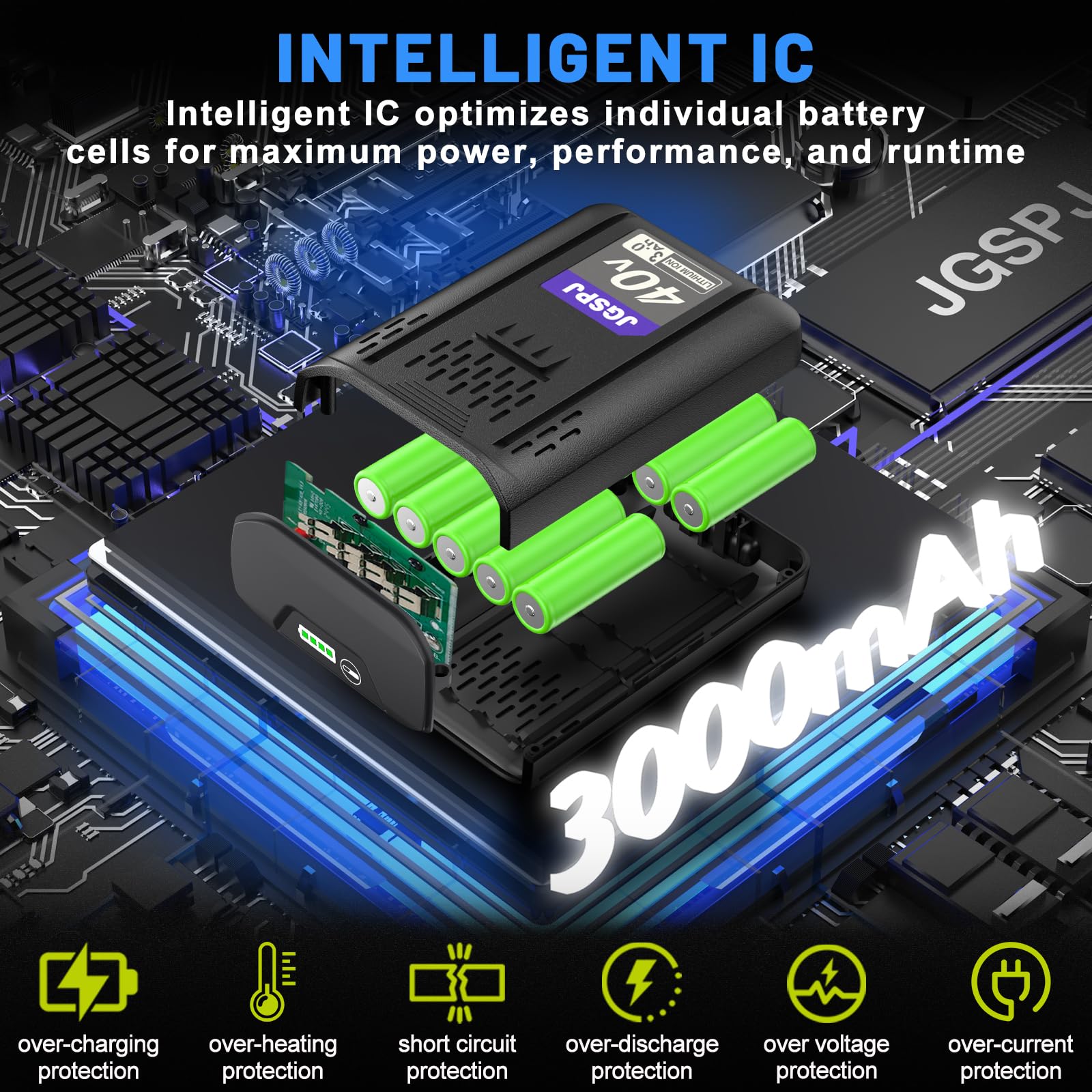 Batería de repuesto de 3000 mAh para batería Kobalt de 40 V KB 340-06, KB 240-06, KB 240-03, KB 245-06 40 V máx. baterías de iones de litio (paquete de 2)