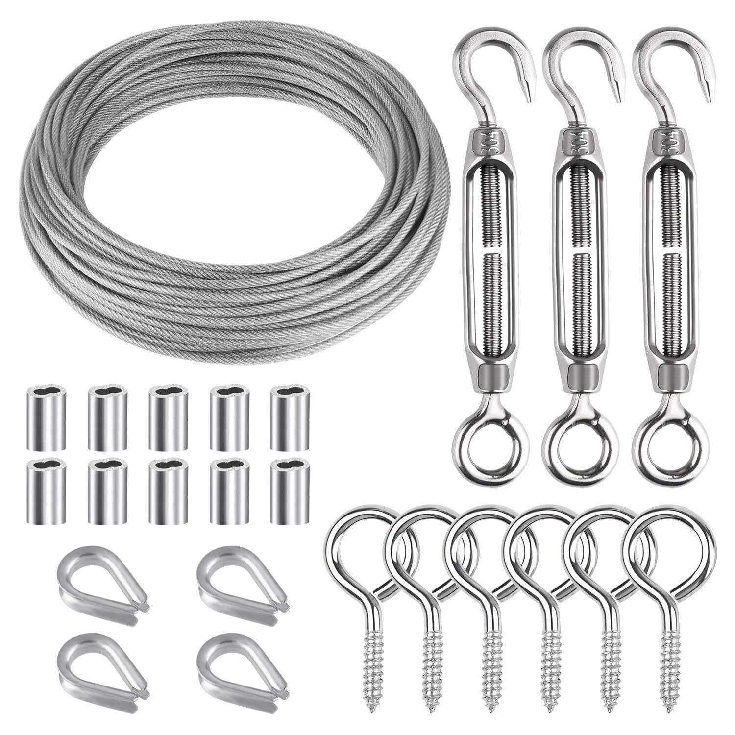 Garten Drahtseil-Set - Edelstahl 304 M5 Spannschloss mit PVC-beschichtetem Kabel