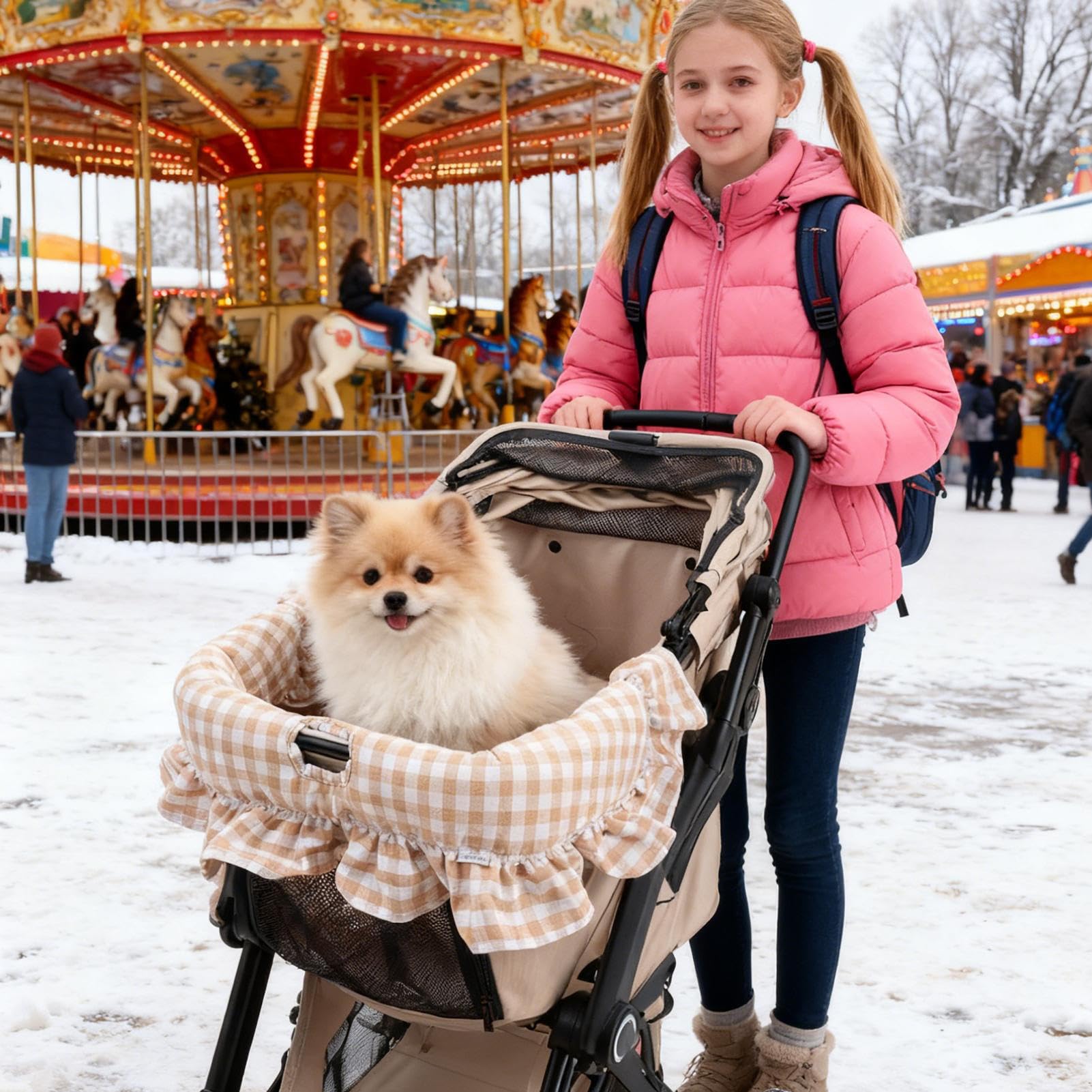 Tappetino Passeggino Per Cani Coperta Morbida Rimovibile Antivento | Materassino Per Passeggino Per Gatti E Cani Per Passeggiate All'Aperto Spiaggia Città Centro Commerciale Viag