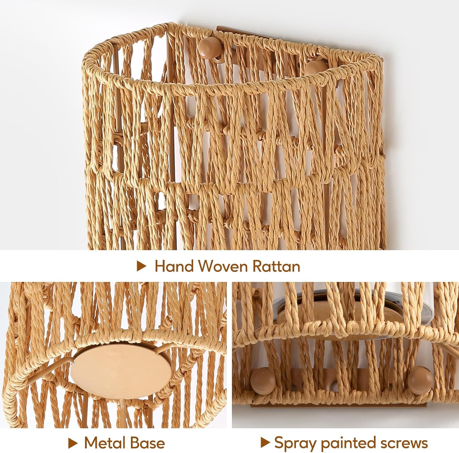 Battery Operated Wall Sconce, Rattan Rechargeable Wall Sconce, Boho Wall Sconces Battery Operated with Remote, Wireless Sconces Set of 2 for Bedrooms, Hallway, Living Room