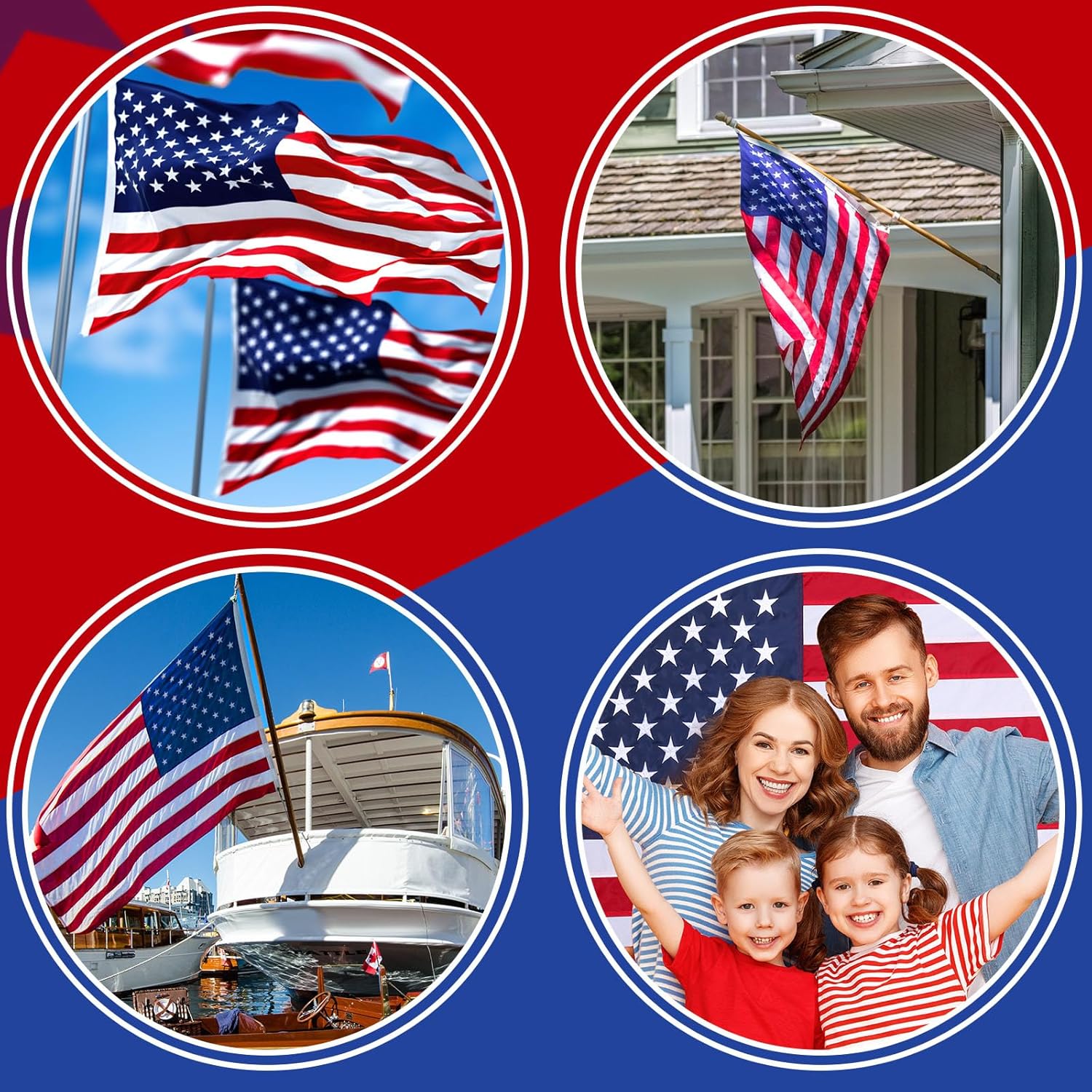 Remagr Embroidered American Flag for Outside 210D Heavy Duty US Polyester Flags United States Flag with Embroidered Stars Stripes Brass Grommets for Outdoor Independence Day Memorial Day(5 x 8 ft)