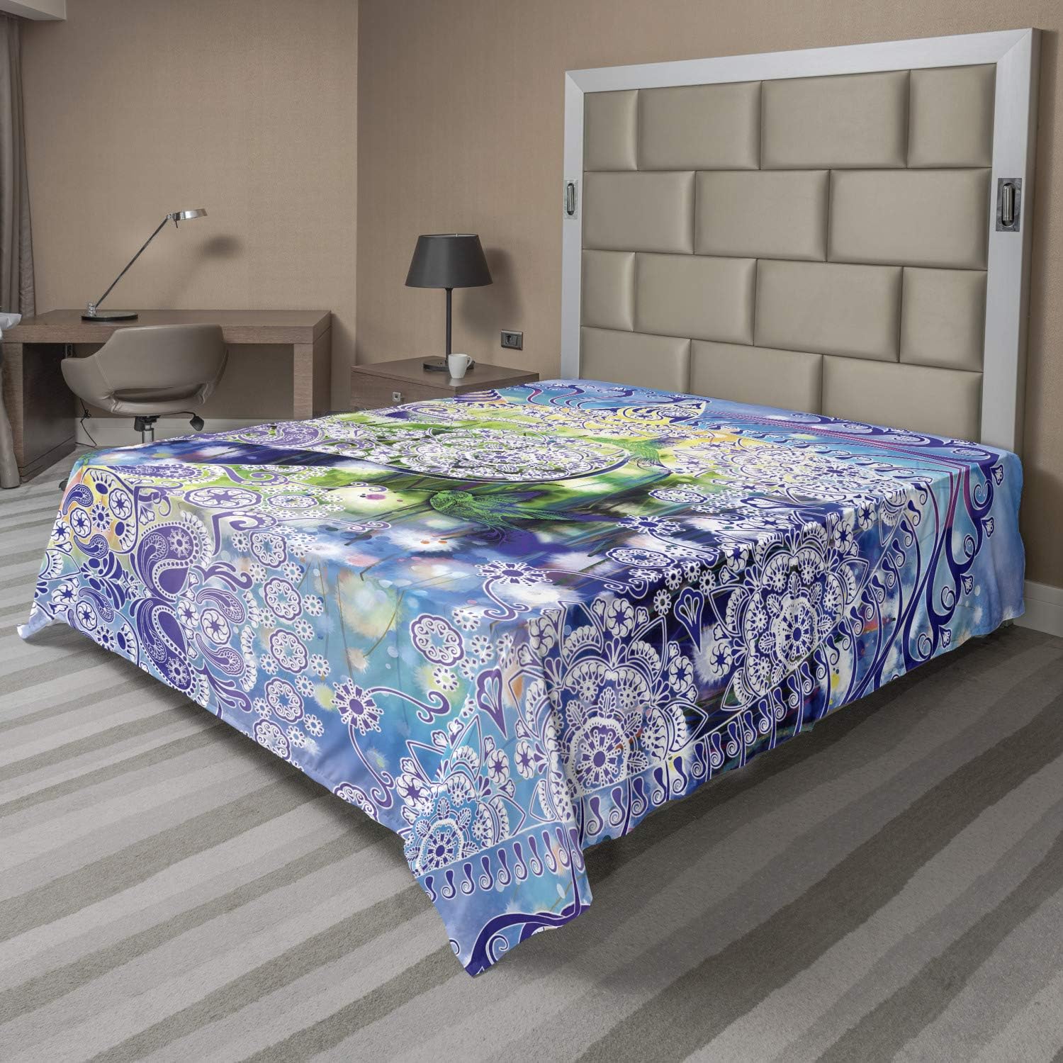 Ambesonne Unicorn Flat Sheet, Myhtical Animal Horse Profile