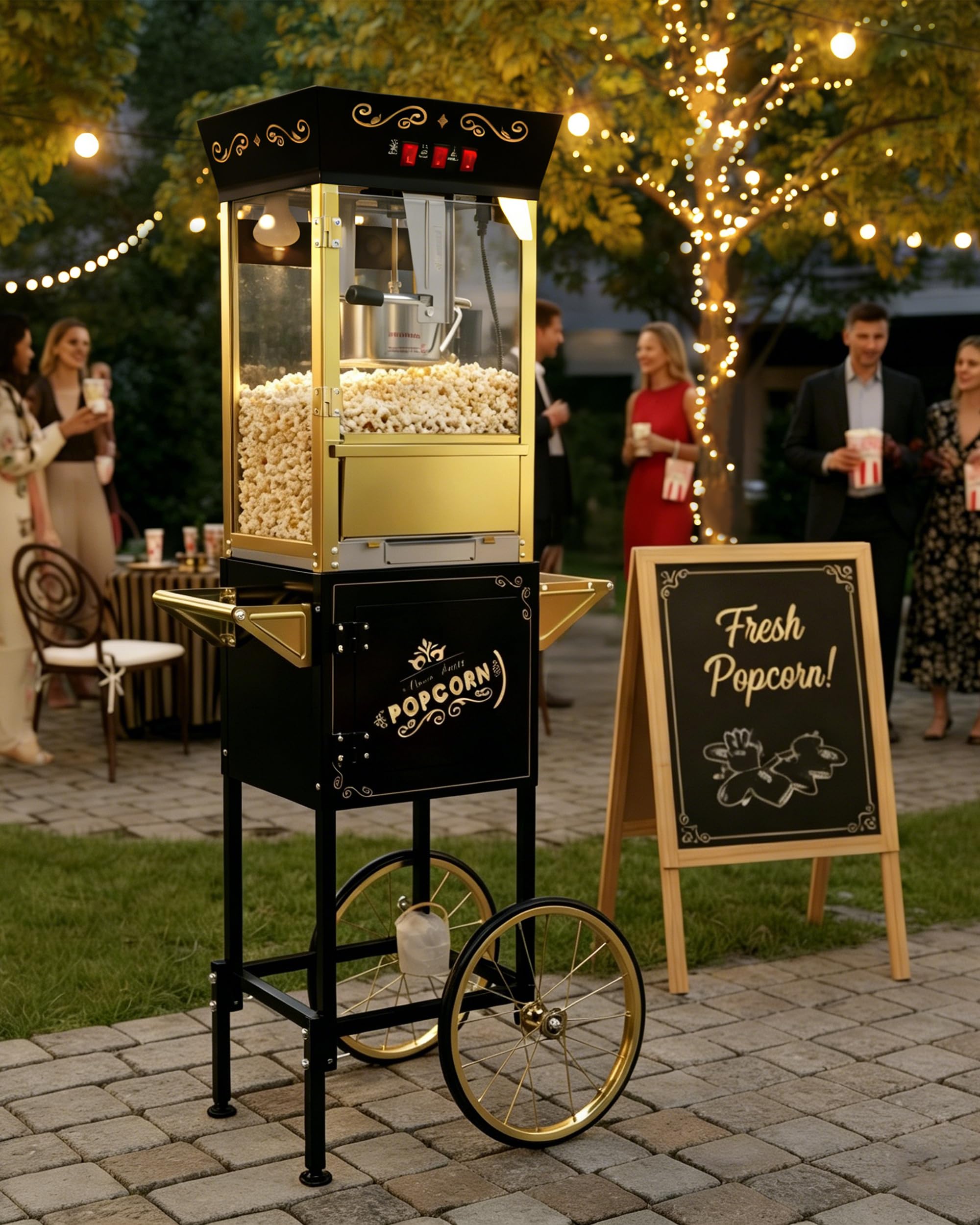 12 Oz Popcorn Machine with Cart for Home Party Office