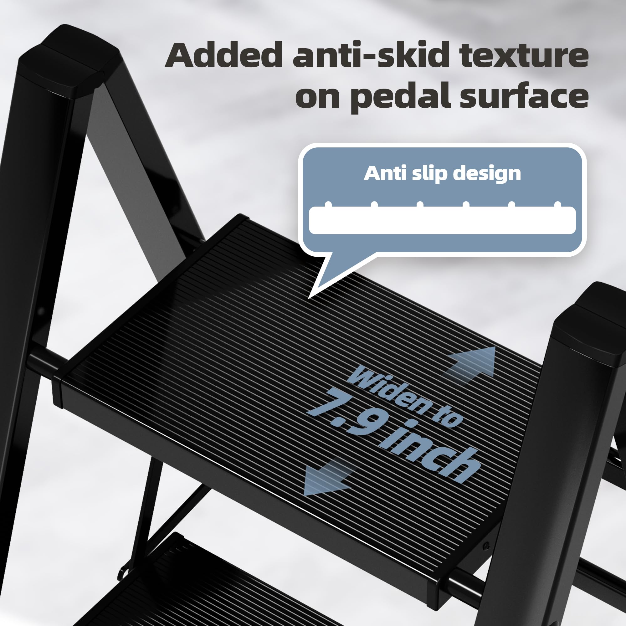 HillhutApex Aluminum Step Stool - Foldable 2 Step Ladder -4