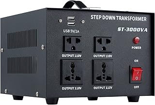 CREWORKS 3000W Voltage Converter, Step Down Transformer 240 230 220 to 110 Volt with Circuit Breaker & Fuse Protection, Voltage Transformer with Universal Outlets 5V USB Ports