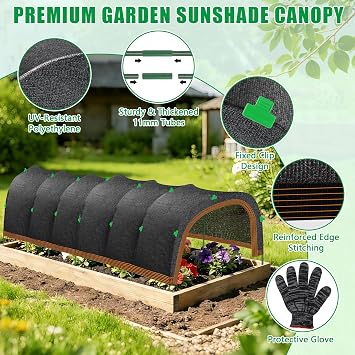 79x40 Upgraded Garden Shade Kit, 75% Garden Shade Cloth with 11mm Hoops