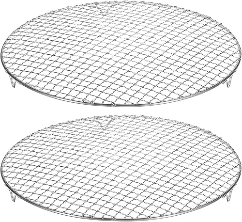 Miniatura 134 de HARFINGTON Rejilla redonda de 6.5 pulgadas de acero inoxidable 201 con alambre cruzado para barbacoa con patas de 0.787 in para cocinar hornear al