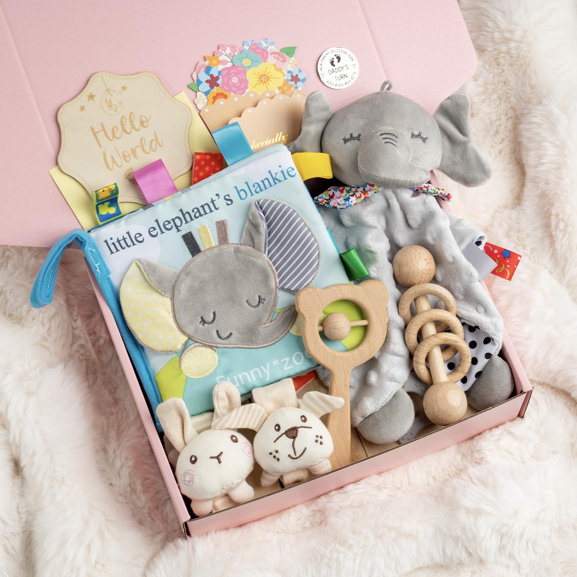 Set de regalo para recién nacidos, ideal para niños y niñas, incluye juego de sonajero, regalo de nacimiento (color gris terciopelo) — view 2