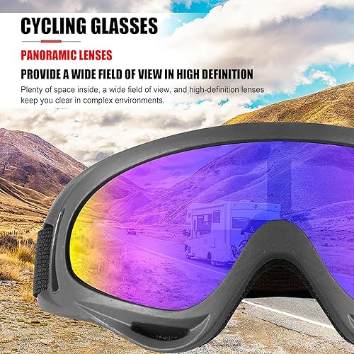 Miniatura 3 de Paquete de 10 accesorios de motocicleta, 5 gafas de esquí para motocross, a prueba de polvo, resistentes al viento, gafas de seguridad y 5 máscaras