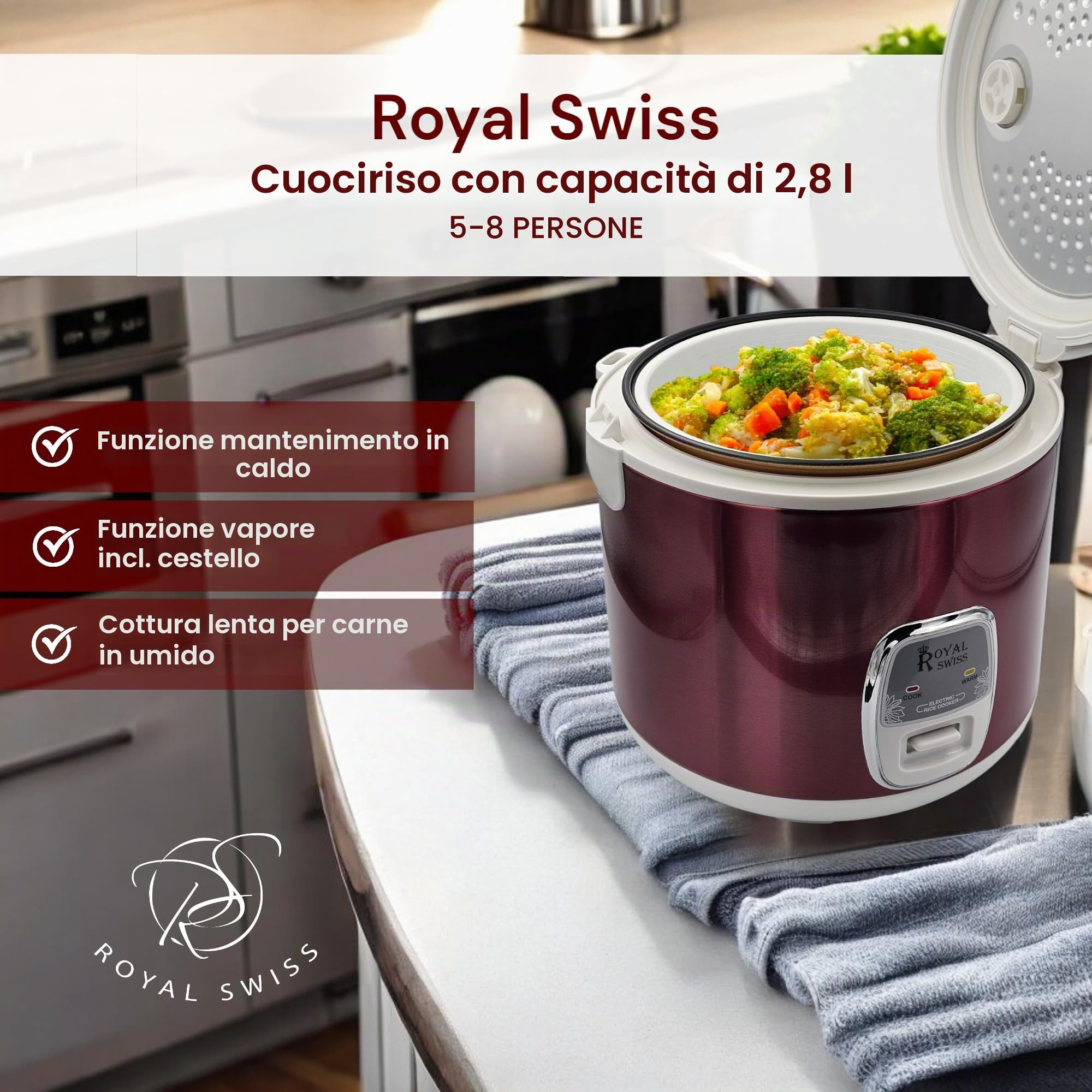 Royal Swiss Fornello di riso 2,2 l, colore: Viola